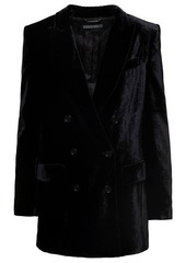 Alberta Ferretti Black Double-Breasted Jacket with Tonal Buttons in Velvet Woman