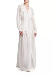 Alberta Ferretti Collared Linen & Silk Gown