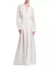 Alberta Ferretti Collared Linen & Silk Gown
