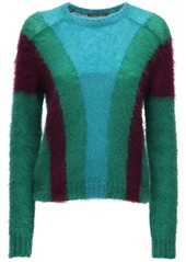 Alberta Ferretti Color Block Knit Mohair Blend Sweater
