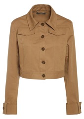 Alberta Ferretti Cropped Cotton Blend Gabardine Jacket