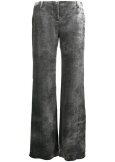 Alberta Ferretti crushed-velvet low-rise trousers