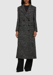 Alberta Ferretti Double Breasted Wool Tweed Long Coat