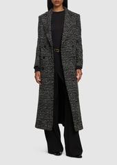 Alberta Ferretti Double Breasted Wool Tweed Long Coat