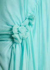 Alberta Ferretti Draped Silk Chiffon Long Dress