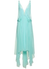 Alberta Ferretti Draped Silk Chiffon Long Dress