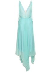 Alberta Ferretti Draped Silk Chiffon Long Dress