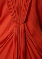 Alberta Ferretti Draped Silk Chiffon Long Dress