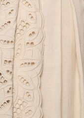 Alberta Ferretti Embroidered Linen Blend Long Dress