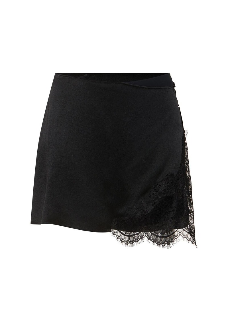 Alberta Ferretti Lace & Satin Skort