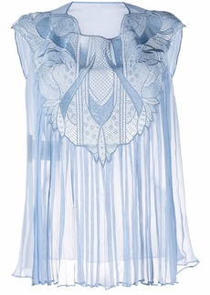 Alberta Ferretti lace-embellished silk top