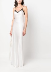 Alberta Ferretti lace-trim asymmetric maxi dress