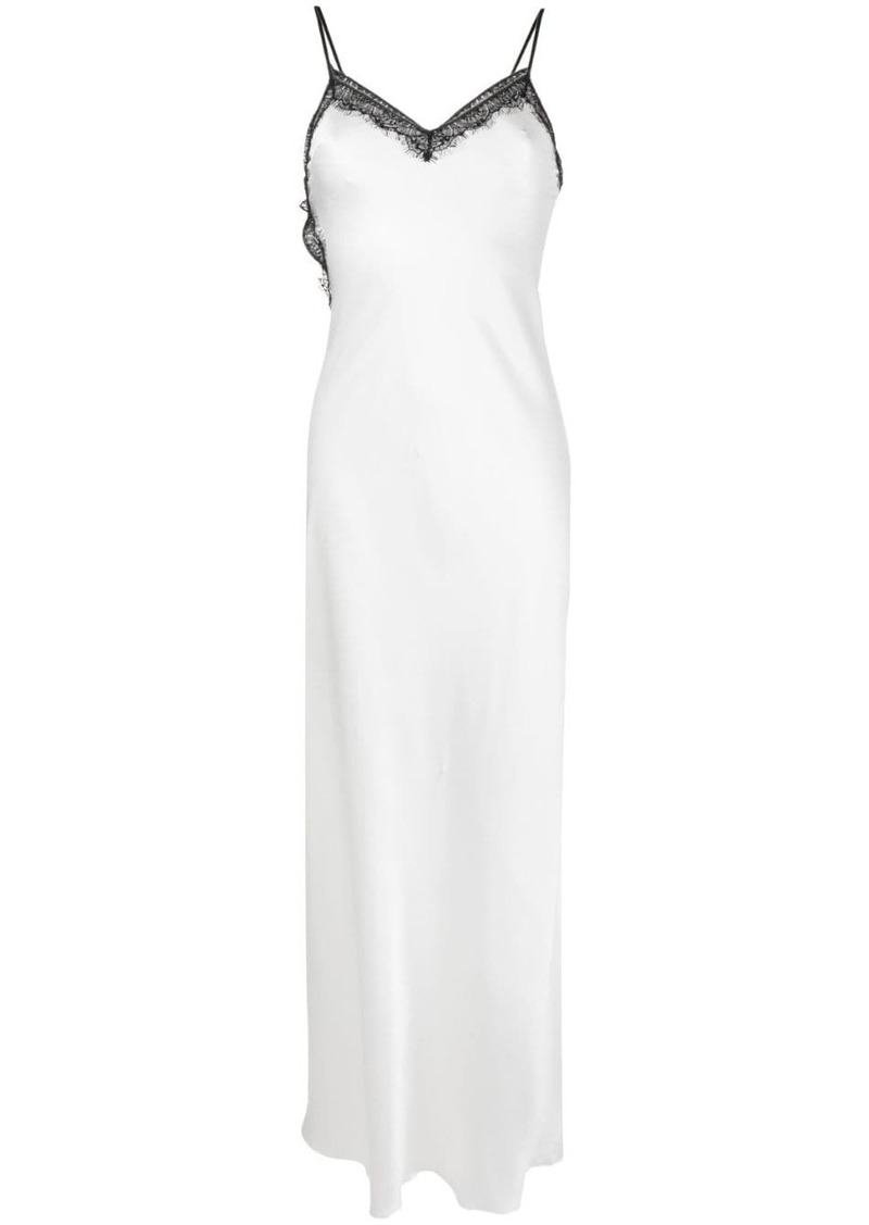 Alberta Ferretti lace-trim asymmetric maxi dress