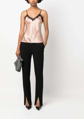 Alberta Ferretti lace-trim satin blouse