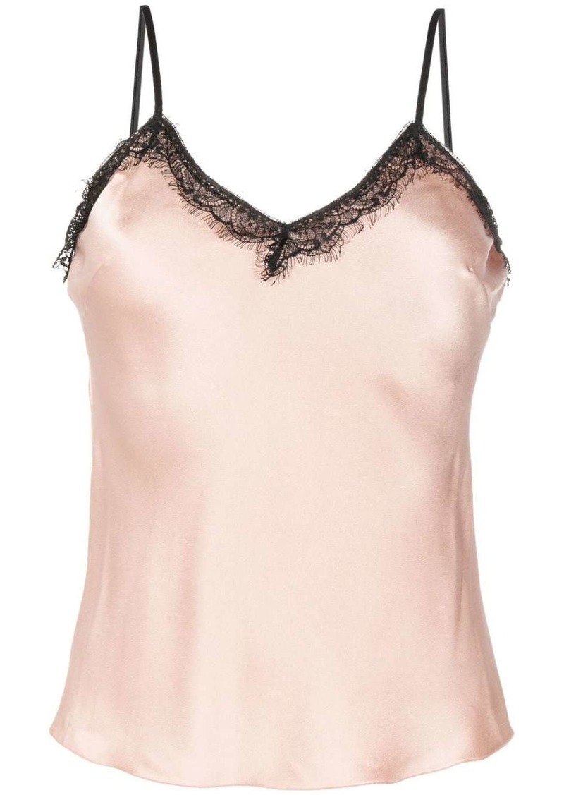 Alberta Ferretti lace-trim satin blouse