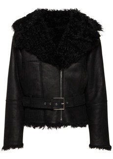 Alberta Ferretti Leather & Shearling Jacket
