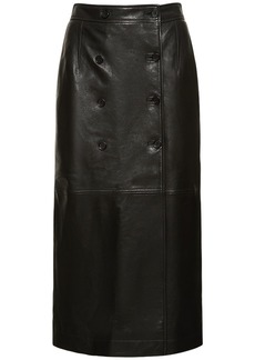 Alberta Ferretti Leather Midi Skirt