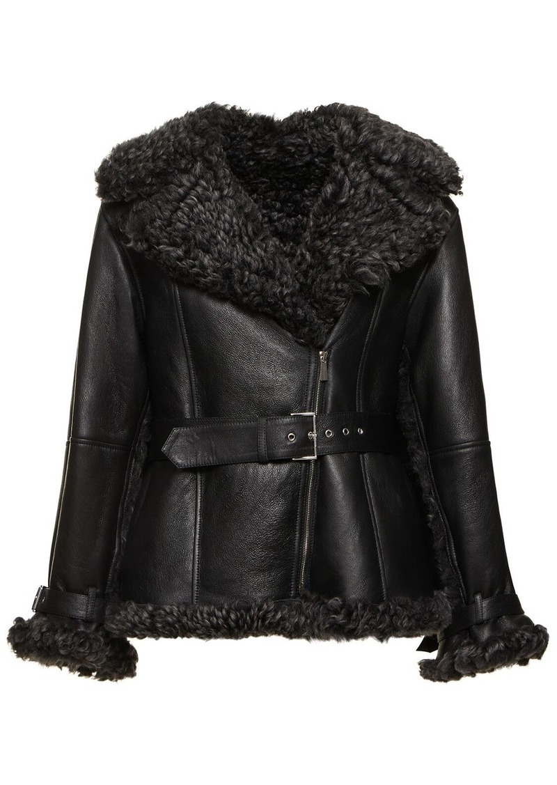 Alberta Ferretti Reversible Shearling Belted Jacket