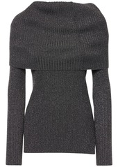 Alberta Ferretti Ribbed Knit Wide Neck Sweater
