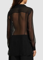 Alberta Ferretti Sheer Silk Chiffon Shirt W/high Pockets