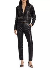 Alberta Ferretti Straight-Leg Sheep Leather Pants