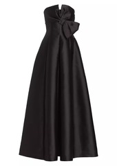 Alberta Ferretti Strapless Bow-Embellished Satin Gown