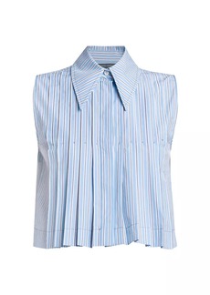 Alberta Ferretti Striped Sleeveless Crop Shirt