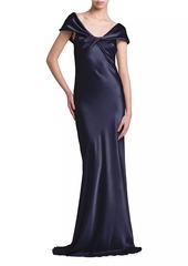 Alberta Ferretti Twisted Silk-Blend Satin Gown