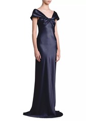 Alberta Ferretti Twisted Silk-Blend Satin Gown