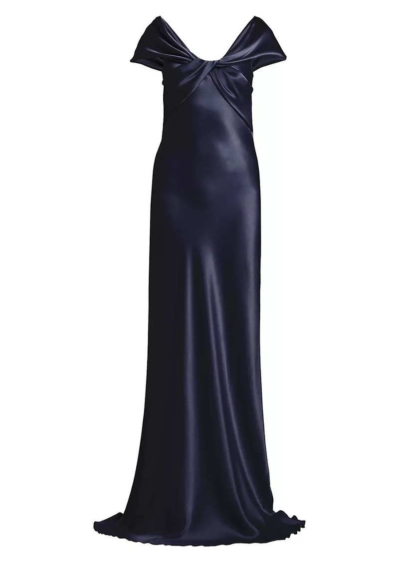 Alberta Ferretti Twisted Silk-Blend Satin Gown