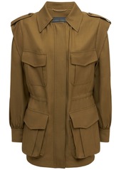 Alberta Ferretti Viscose & Linen Twill Military Jacket