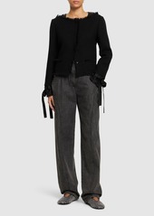 Alberta Ferretti Wool Collarless Jacket W/ Bow