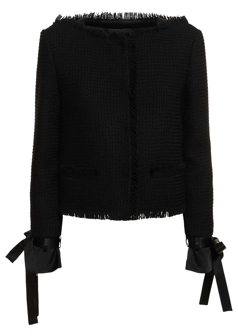 Alberta Ferretti Wool Collarless Jacket W/ Bow