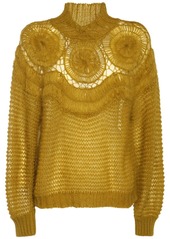 Alberta Ferretti Woven Mohair Blend Turtleneck Sweater