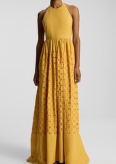 A.L.C. A. L.C. Blair Cotton Eyelet Maxi Halter Dress