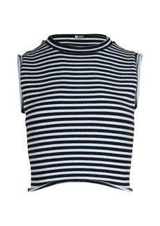 A.L.C. A. L.C. Dan Striped Crop Top in Blue Viscose