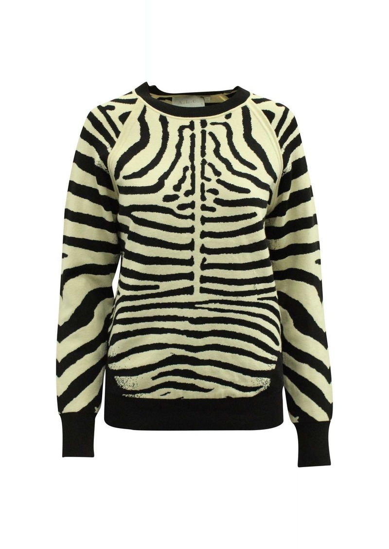 A.L.C. A. L.C. Rizzou Zebra Print Knit Sweater in Multicolor Rayon