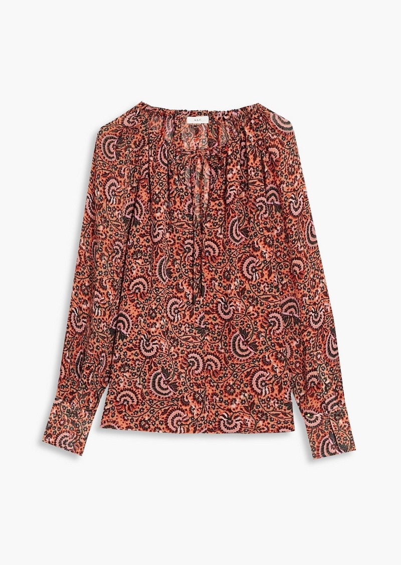 A.L.C. - Bryce gathered printed silk-georgette blouse - Red - US 0