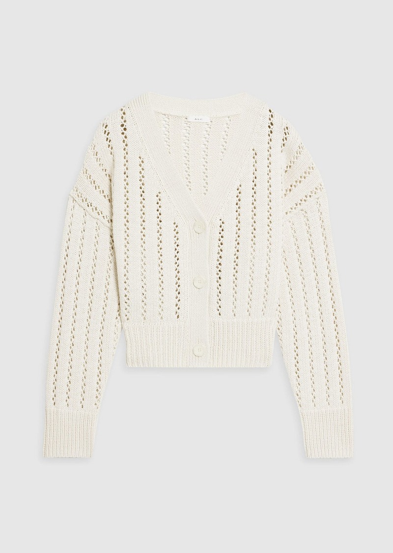 A.L.C. - Drew pointelle-knit cotton cardigan - White - S