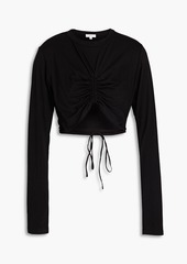 A.L.C. - Cropped ruched cotton-jersey top - Black - S