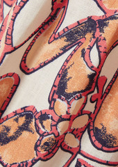 A.L.C. - Salina shirred printed linen mini dress - Orange - US 0