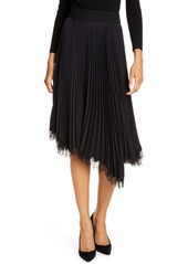 A.L.C. Adele Pleated Lace Trim Asymmetrical Skirt in Black at Nordstrom
