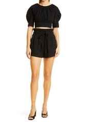 A.L.C. Becca Puff Sleeve Open Back Crop Blouse in Black at Nordstrom