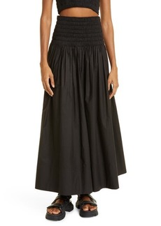 A.L.C. Catalina Smocked Waist Cotton Maxi Skirt in Black at Nordstrom