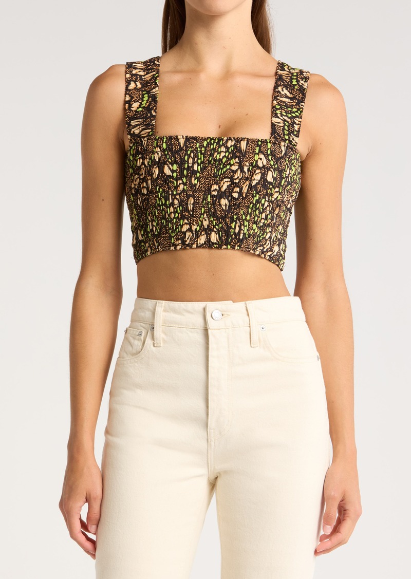 A.L.C. Cielo Smocked Crop Tank in Nude Peach/Green Kick Multi at Nordstrom Rack