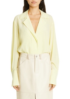 A.L.C. Diana Long Sleeve Silk Blend Bodysuit in Canary at Nordstrom Rack