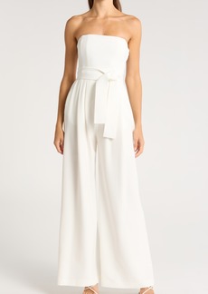 A.L.C. Elise Tie Waist Strapless Wide Leg Jumpsuit in White at Nordstrom Rack