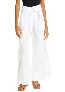 A.L.C. Emilio Foldover Tie Waist Wide Leg Pants in White at Nordstrom