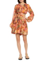 A.L.C. Izzy Cutout Long Sleeve Silk Dress in Pink/Orange Multi at Nordstrom