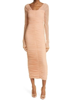 A.L.C. Jackie Long Sleeve Ruched Dress in Dusty Coral at Nordstrom